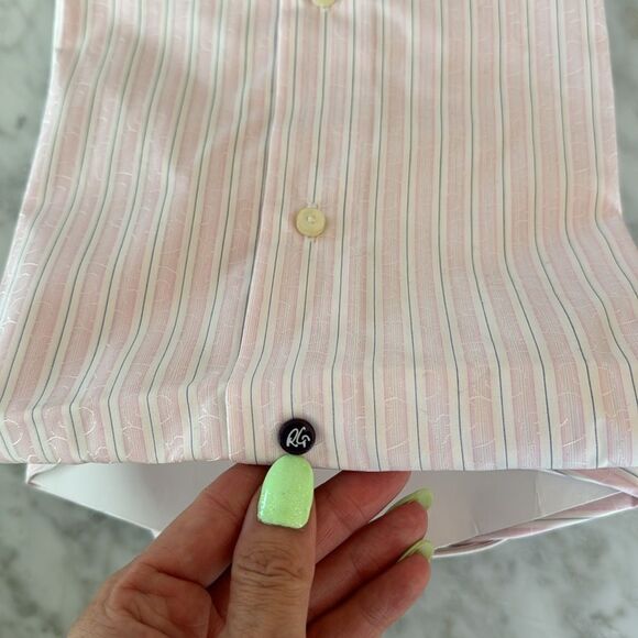 Robert Graham Pink & White Striped Long Sleeve Size 39 15 1/2 Brand New With Tag - Picture 2 of 2